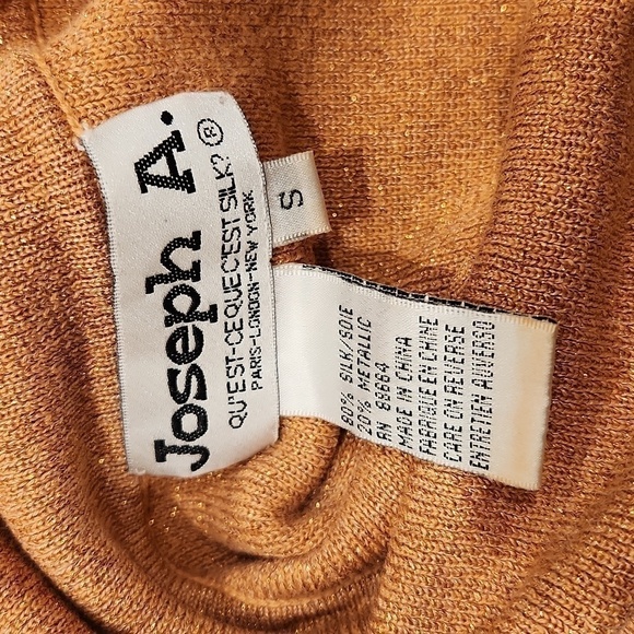 Joseph A Vintage Rose gold cowl neck silk and metallic sweater top sz Small - Picture 6 of 10